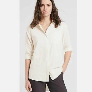 Athleta urbanite textured top SZ M-Sea salt/cream NWT cool cuff&underarm detail